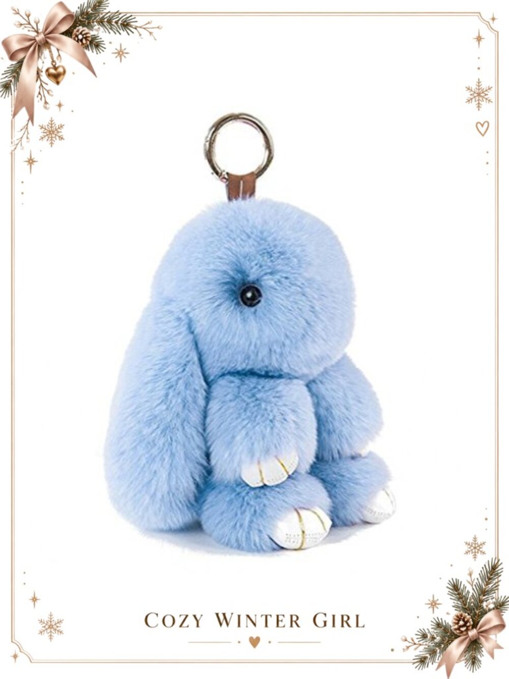 Faux Fur Rabbit Keychain Plush Bunny Keyring Soft Fluffy Pompom Charm